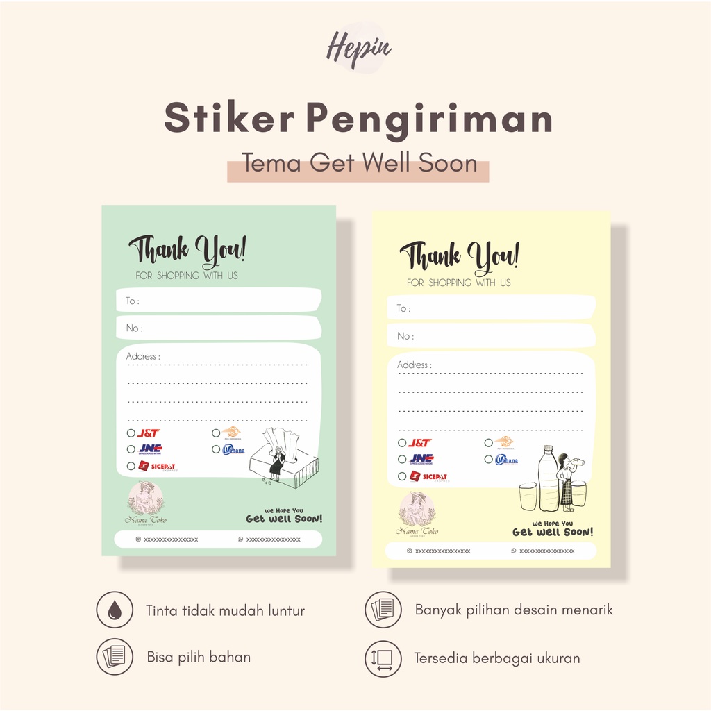 

cetak stiker pengiriman murah GET WELL SOON