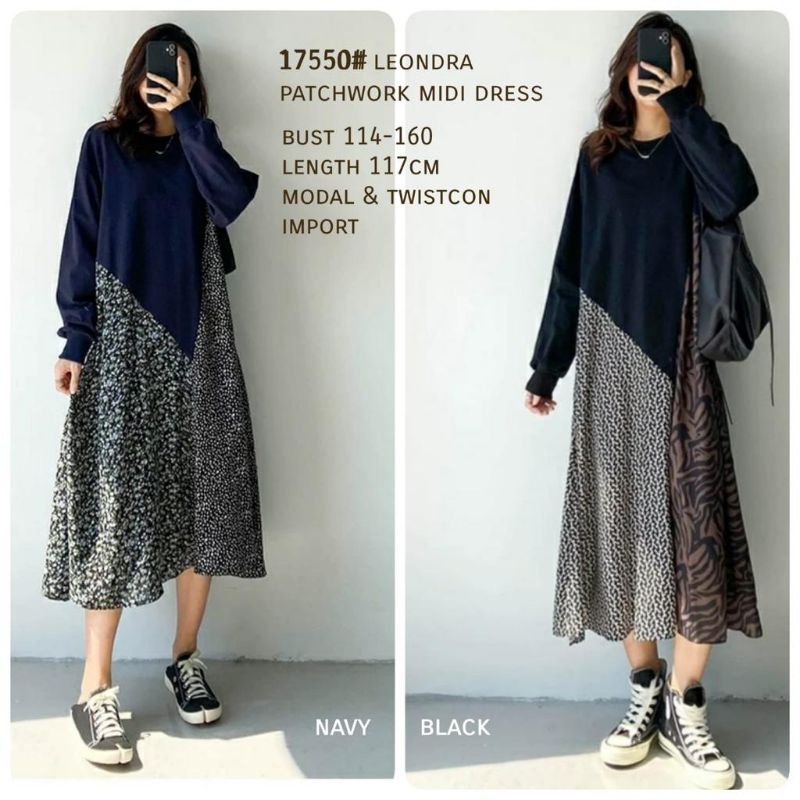 MDLV ~ 17550# Leondra Patchwork Midi Dress Ombre Import