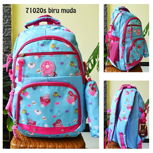  Tas  Sekolah  Anak SD Perempuan Tas  Ransel Import Silver 