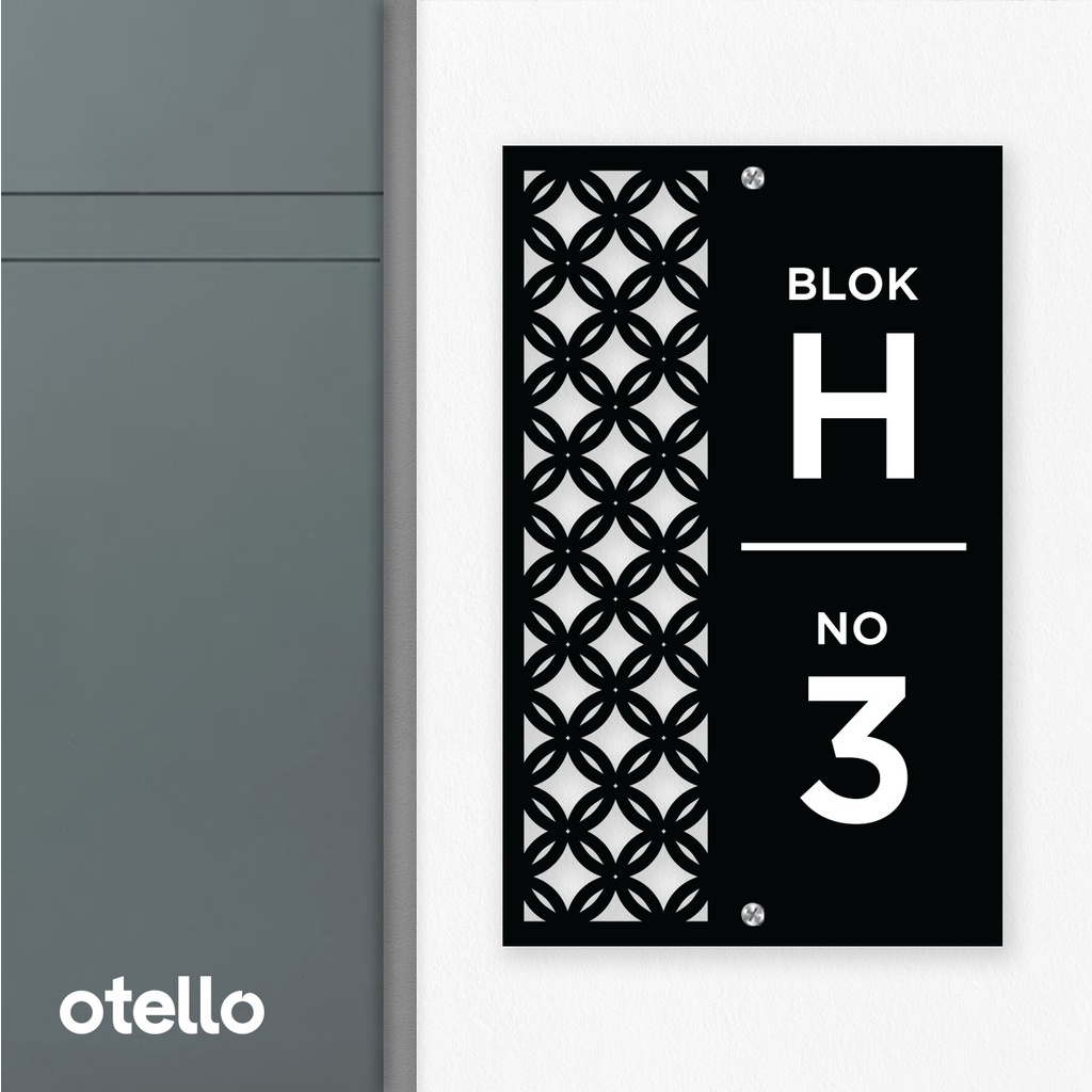 Otello Custom Nomor Rumah Akrilik Papan Alamat Nomer No Rumah Minimalist Print Acrylic Label House Number Label Estetik Mewah Modern Eksklusif