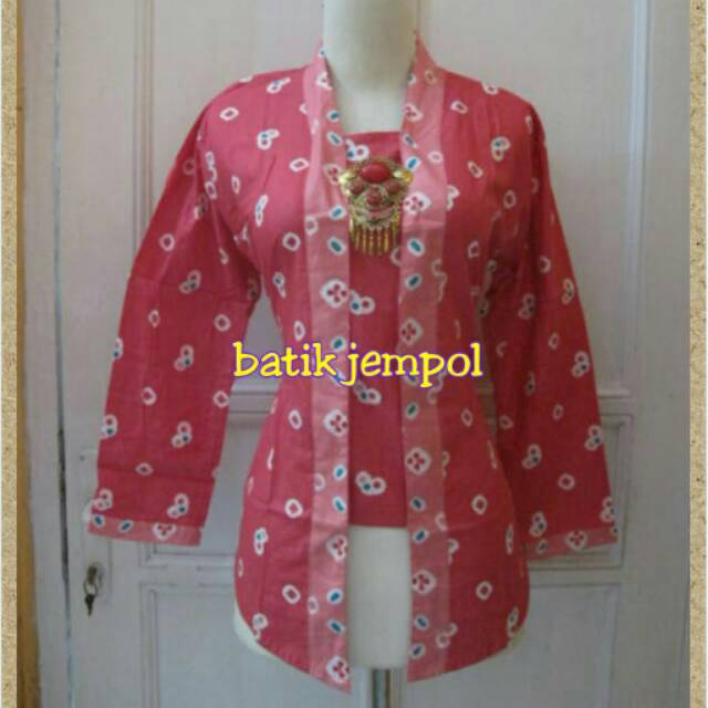 Kebaya kutubaru jumputan pink size jumbo