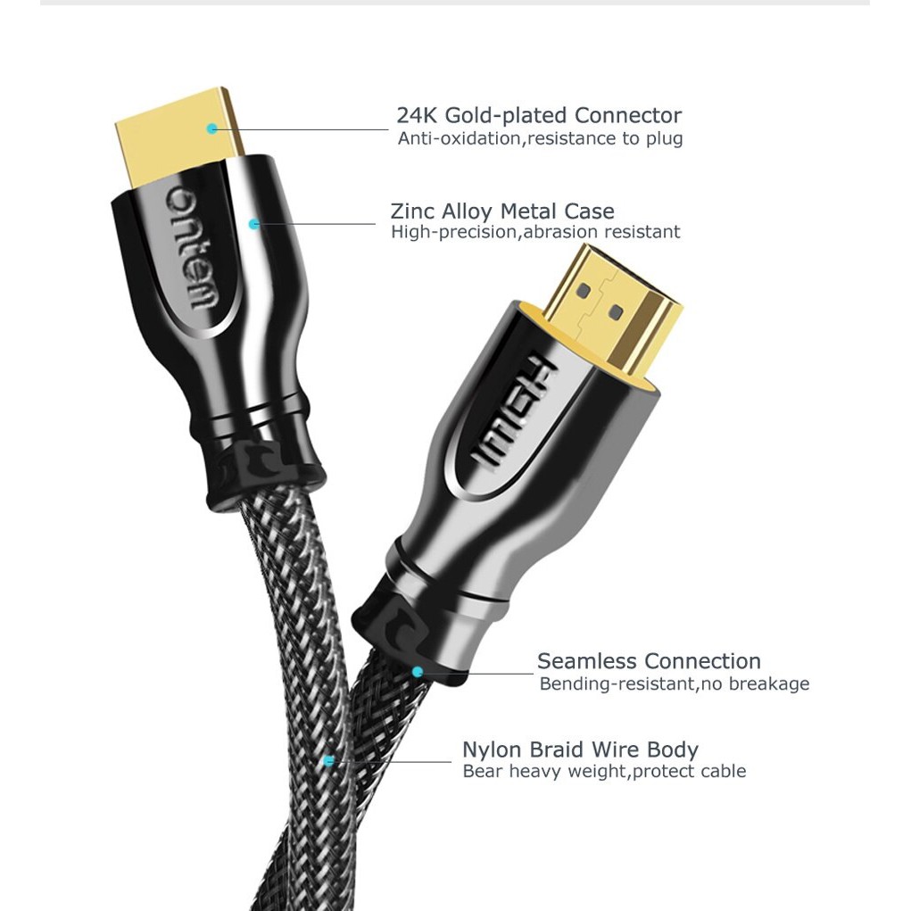 ONTEN OTN-8307 - HDMI to HDMI Cable - 4K Resolution - 2M Length - Kabel HDMI 2 Meter - Best Quality