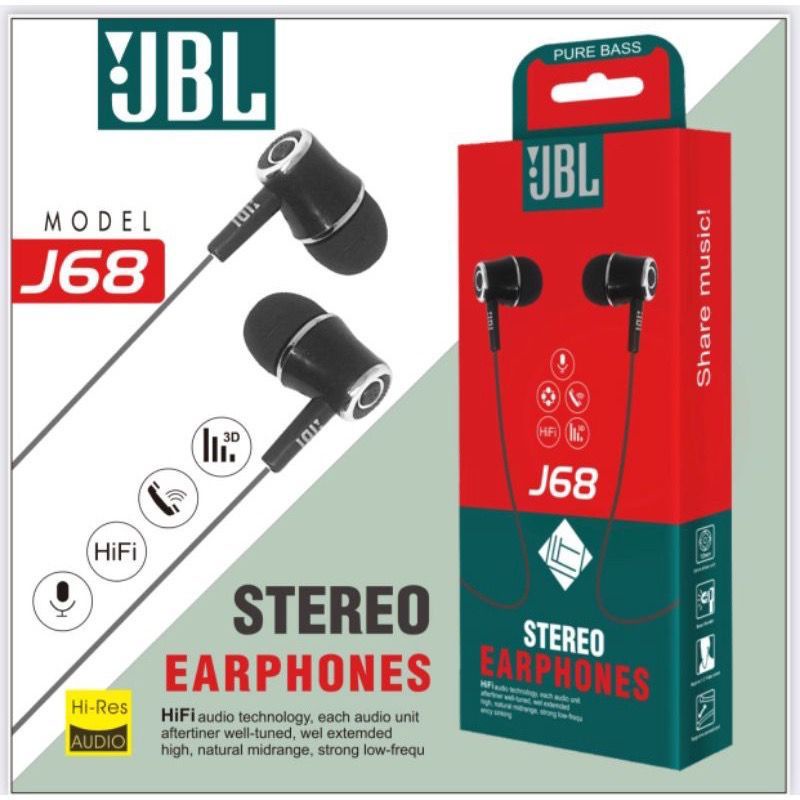 Hf Handsfree Headset JBL J-68 Stereo Earphone Suara Bagusss