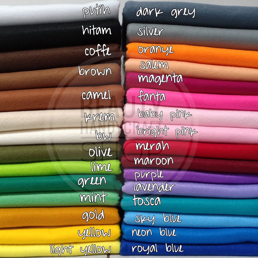 kain flanel paket 22 warna uk 25x23cm