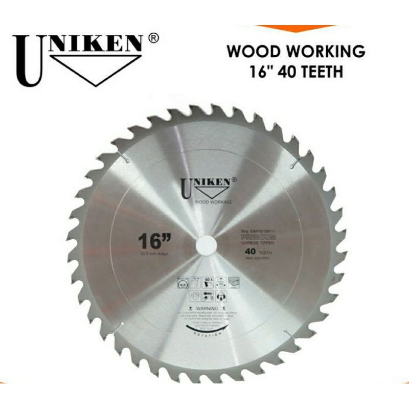 UNIKEN-TCT Saw Blade 16" (400mm) 40TR /Mata Gergaji Kayu/Mata Circle