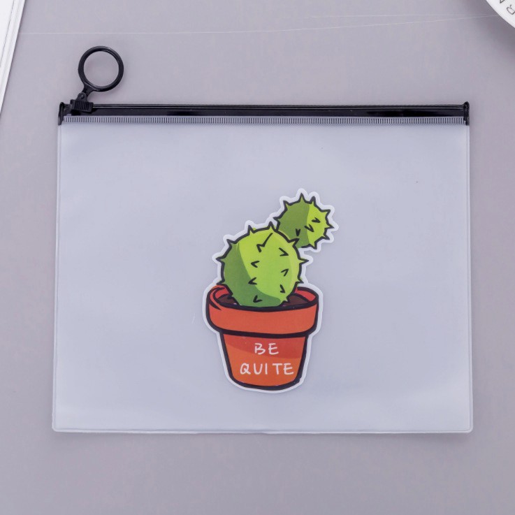 MURMURE.ID | ZIPPER BAG CACTUS - ZIPLOCK MOTIF KAKTUS - STORAGE BAG TEMPAT PENSIL TRANSPARAN PC006-SATU CACTUS