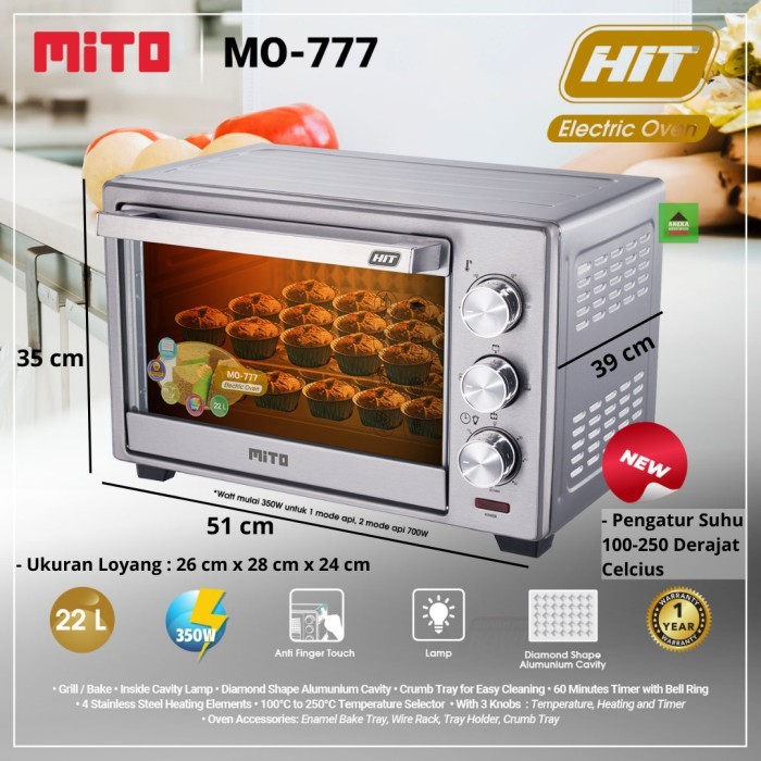 OVEN MITO MO 777 HIT OVEN 22L - OVEN LISTRIK MO 777