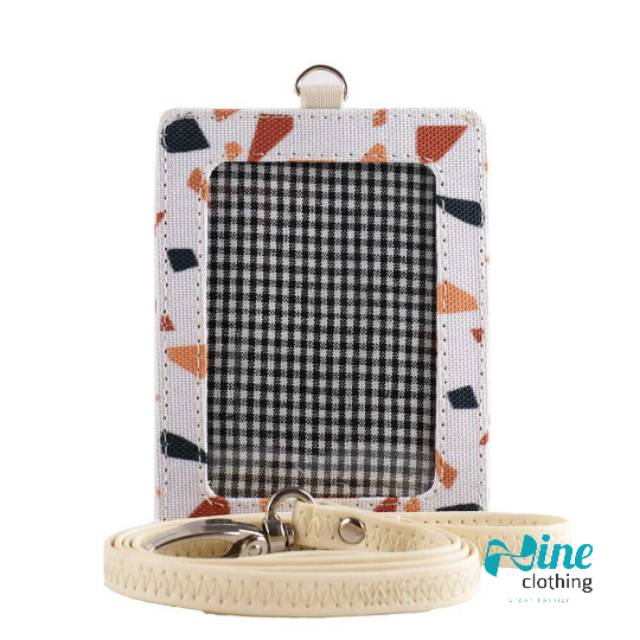 

AIKEN TERAZZO - ID Card Holder Wallts Wallet Unisex Dompet Kartu Motif Batik Putih Name Tag Original