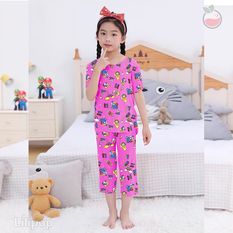 Baju Tidur Anak 3/4 Perempuan dan Laki Usia 2 - 7 Tahun Stelan Celana Rabbit