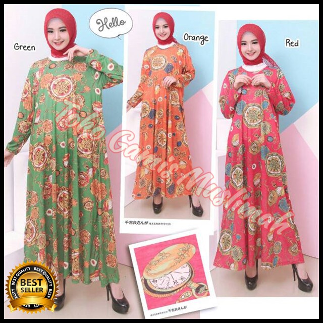 Baju Gamis Wanita Gamis Jumbo 4L Bahan Kaos Import 9386 (HJ)