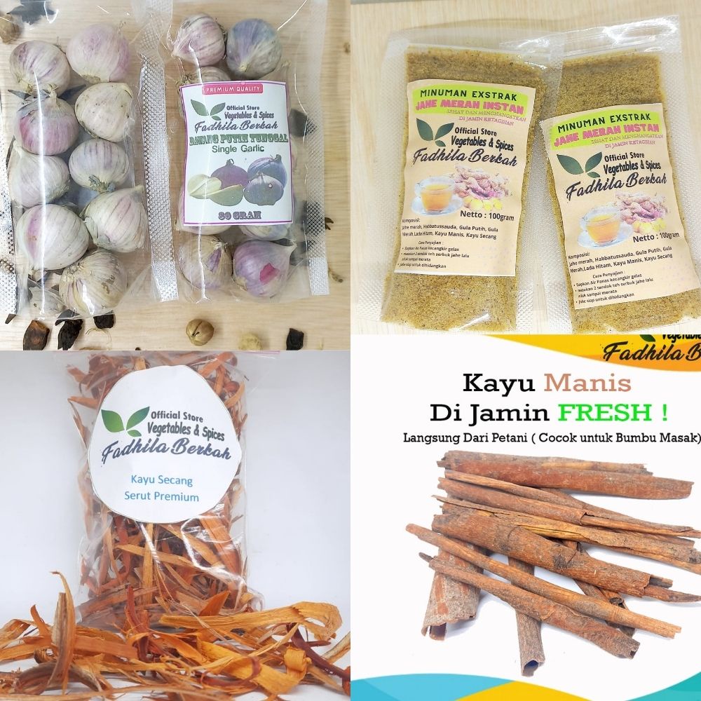 

Bawang Putih Tunggal | Jahe Merah Serbuk | Kayu Manis | Kayu secang
