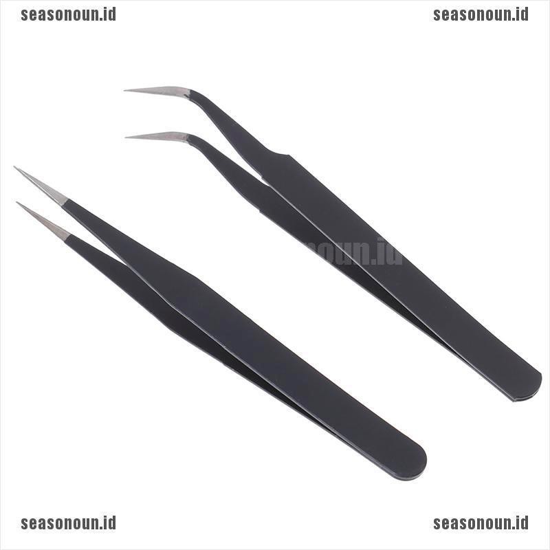 【sea】1PC Micro Point Curved Straight Tweezers Fine Tip Stainless Steel