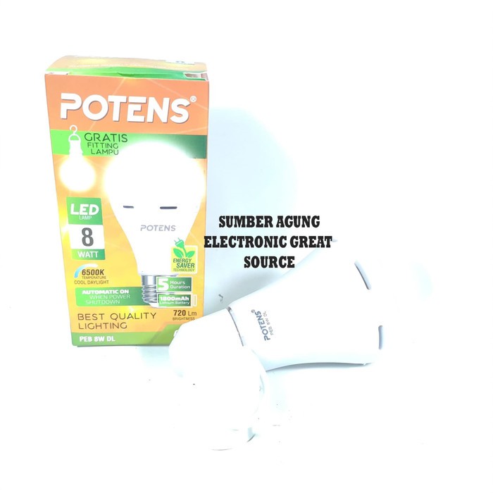 Lampu Potens 8W Magic AC DC PEB8W DL Nyala 5Jam Emergency Saat Mati La