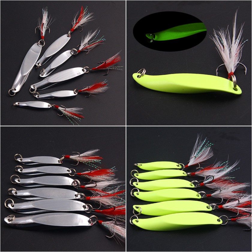 2Pcs Luminous Spoon Spinner Umpan Pancing 7/10/15/20g Swimbait Fishing Lure Ikan Bass Bait Kail Bait