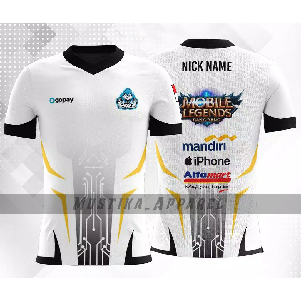 BAJU JERSEY ML TERBARU 2021,JERSEY CUSTOM GAMING  FF, PUBG,EVOS, AURA, FREE NICKE NAME