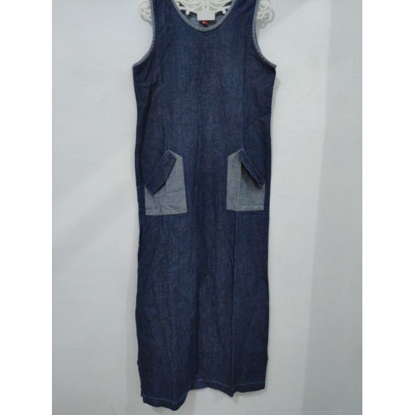 Gamis Biru Navy Jeans Cewek Wanita