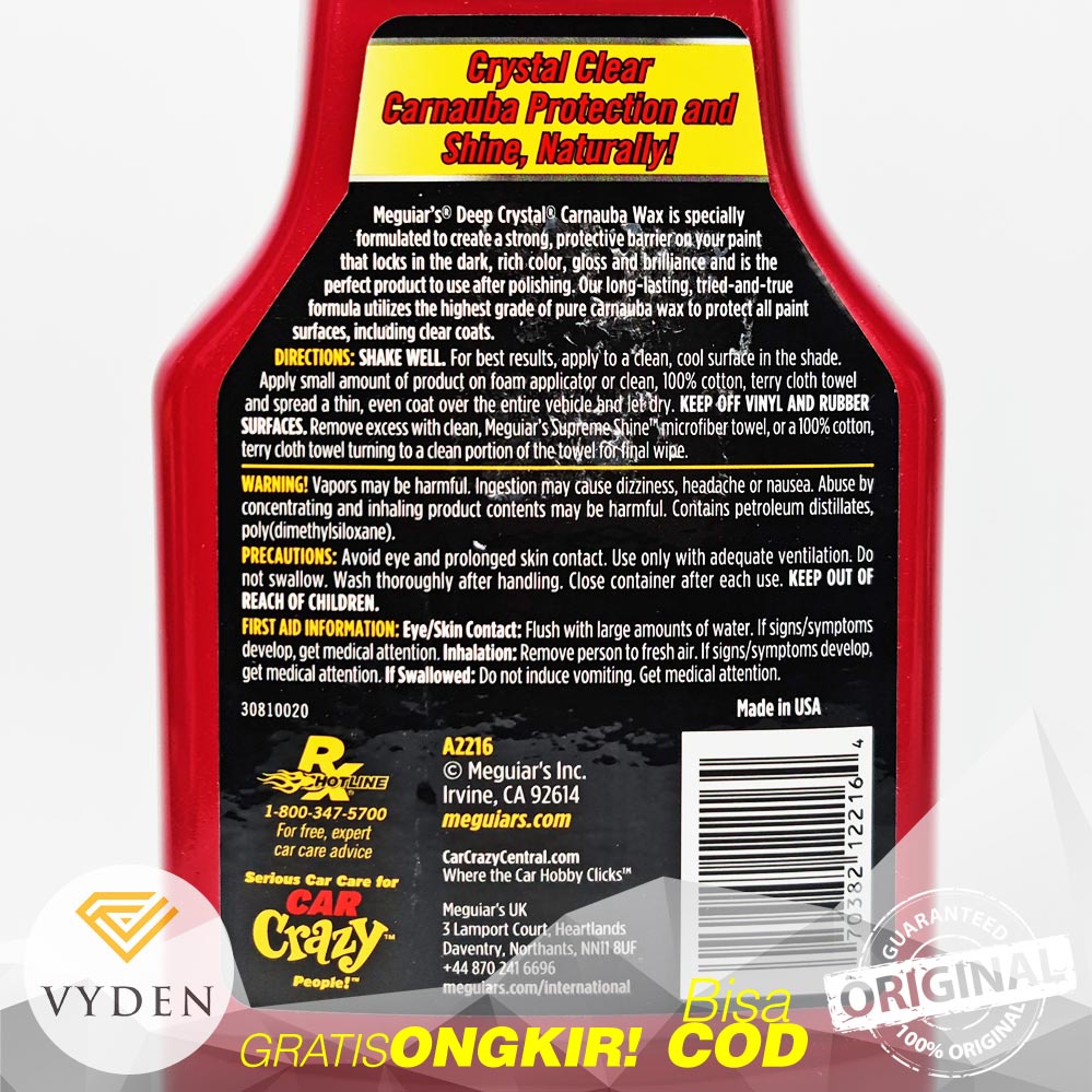 MEGUIARS Deep Crystal Carnauba Wax Efek Daun Talas Kilap Tinggi MURAH