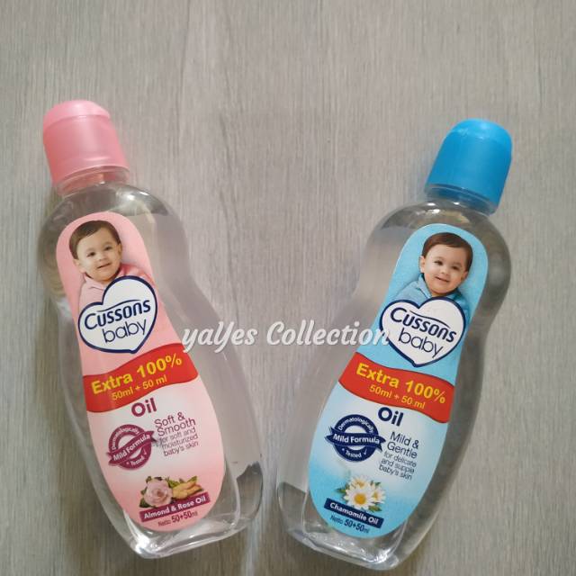 Cussons baby oil 100 ml chamomile almond rose extra 50 ml pink biru minyak pijat massage bayi cuson