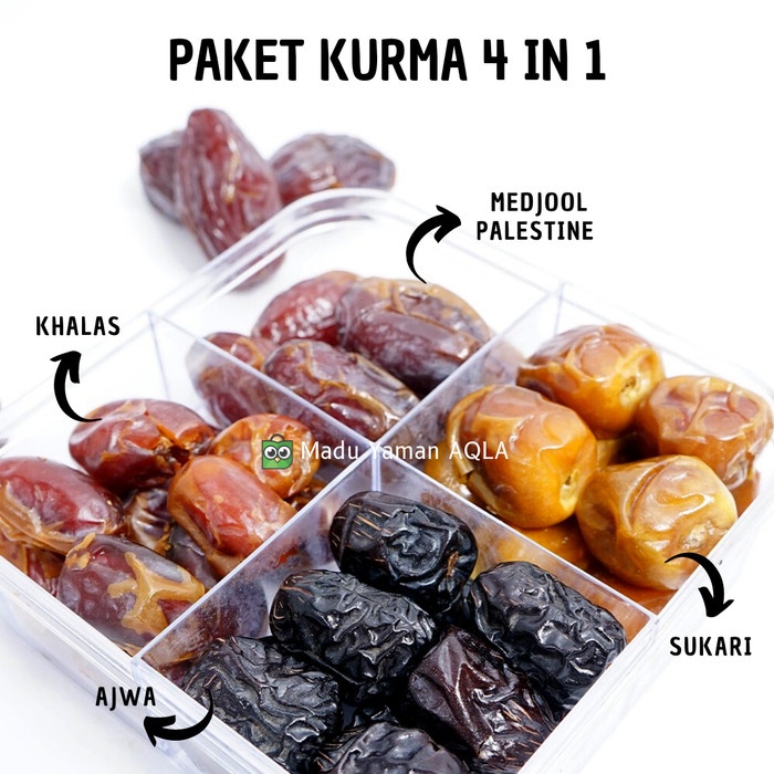 

PAKET KURMA 4IN1 (AJWA, MEDJOOL PALESTINE, SUKKARI, KHALAS)