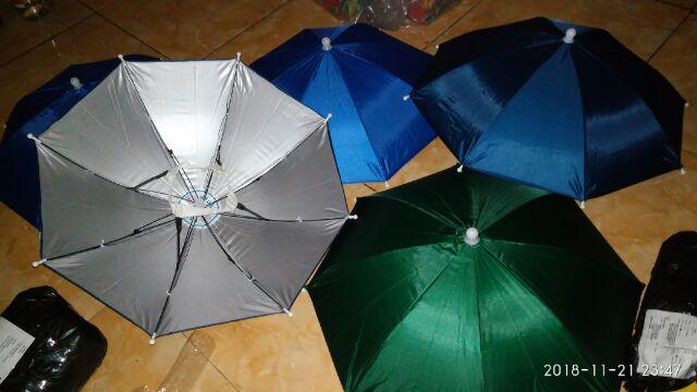 Payung Topi  Grade  A.10 Plus New Version 10 Warna Diameter 60 Cm Super Big Jumbo Camping Kepala