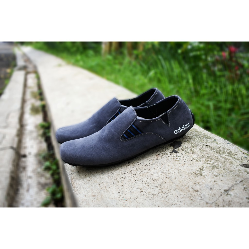 Promoo !!!! Sepatu slip on pria adidas casual slop formal kerja kantor kulit asli santai kuliah 4.5