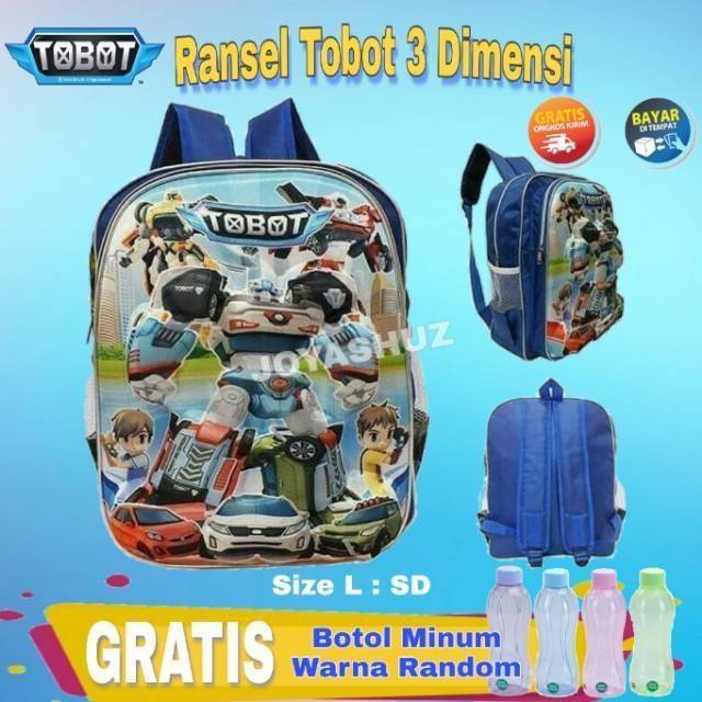 Tas Anak Karakter Timbul - Tas Sekolah Anak Laki Tobot 3 Dimensi / Tas Ransel Anak SD TK