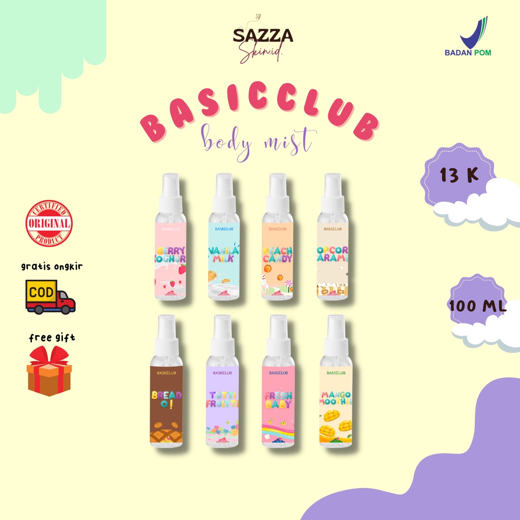 [READY ALLVAR‼️] BODY MIST BY BASICCLUB X GEAMOORE BODYMIST BASIC CLUB VANILA POPCORN PREMIUM 100 ML