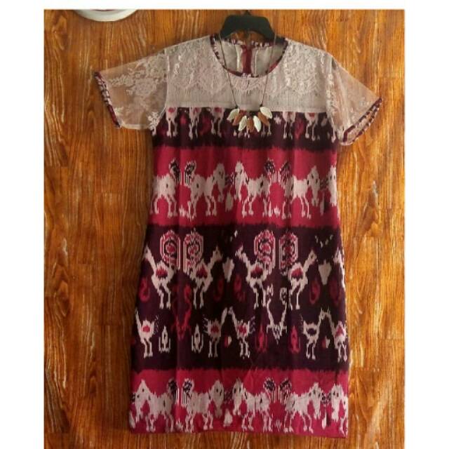 Dress Tenun Sumba Mix Brokat Mewah Shopee Indonesia