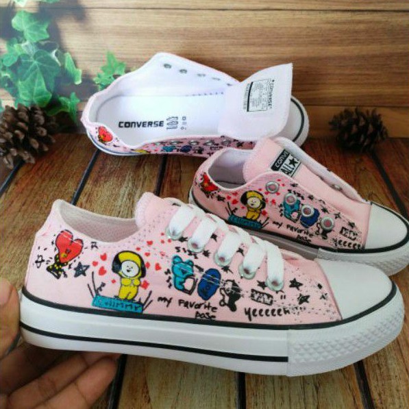 ready&gt;&gt;&gt; sepatu anak perempuan converse bts bt 21 anak warna ping untuk usia 1 sampai 10 tahun