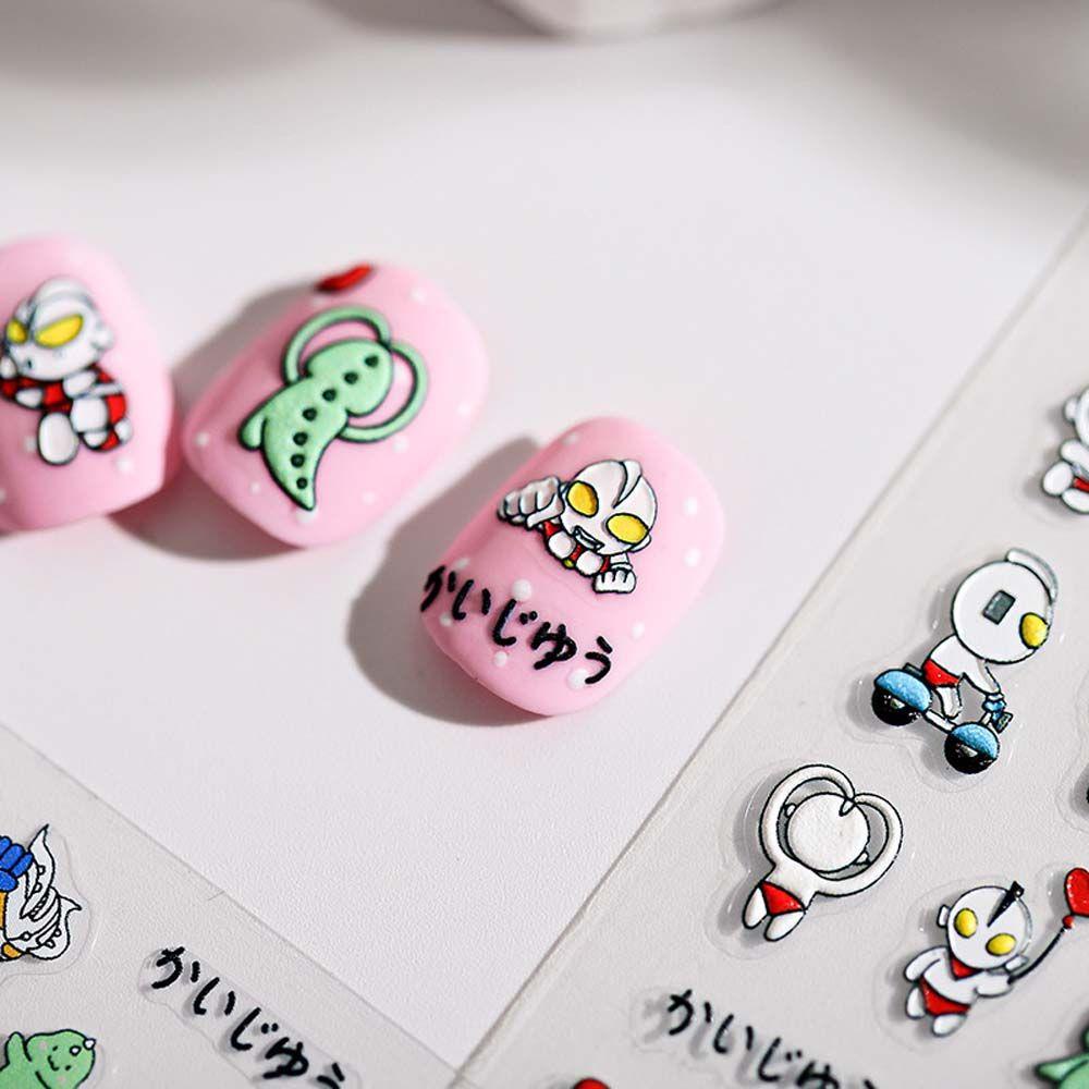 Agustina Kartun Stiker Kuku Fashion Kelinci Manikur Aksesoris Perekat Diri Ultraman Nail Stickers