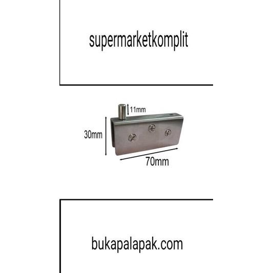 engsel atas bawah lemari tv pivot kaca jepit 6mm - 10mm ss / stainless