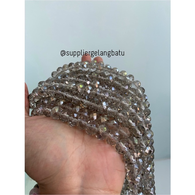 Crystal Ceko kilap 12mm SMOKY GREY QUARTZ kerajinan craft donat manik