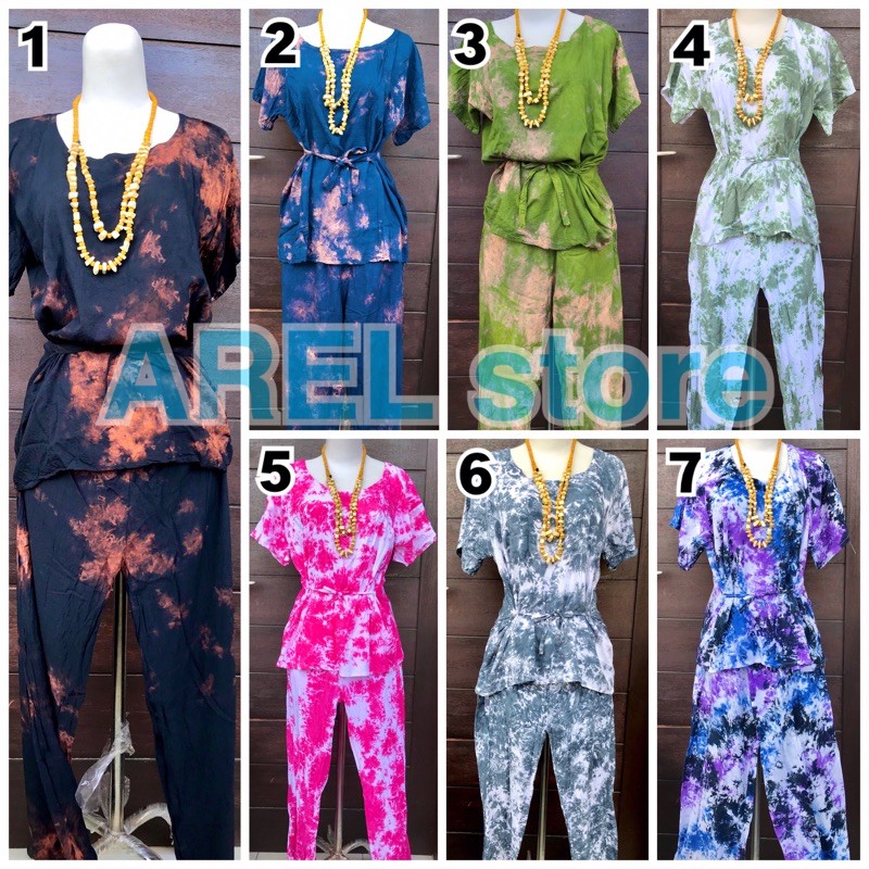 Setelan tie dye lengan pendek