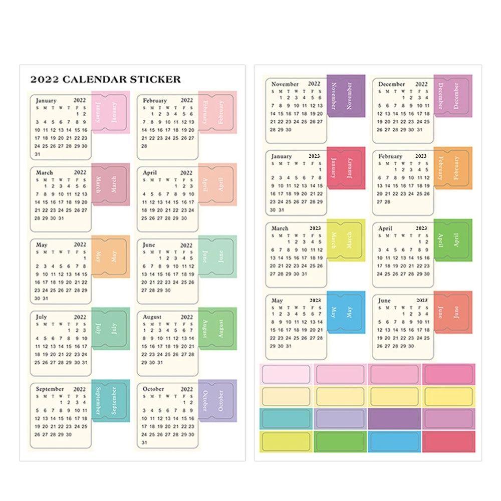 [Elegan] 2022kalender Stiker Siswa Perlengkapan Sekolah Scrapbooking Tangan Akun Alat Tulis Jadwal Organizer Jurnal Planner