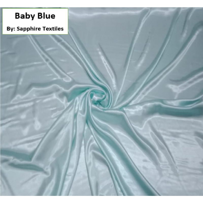 1Meter Kain Satin Silk Kilap Premium Jakarta Maxmara Lux (Jenis Bahan) Satin Bridesmaid Saten Silk Premium Kilap Bahan Satin Silk Charmuse Meteran Grosir Murah dan Bagus-Baby Blue/Wardah