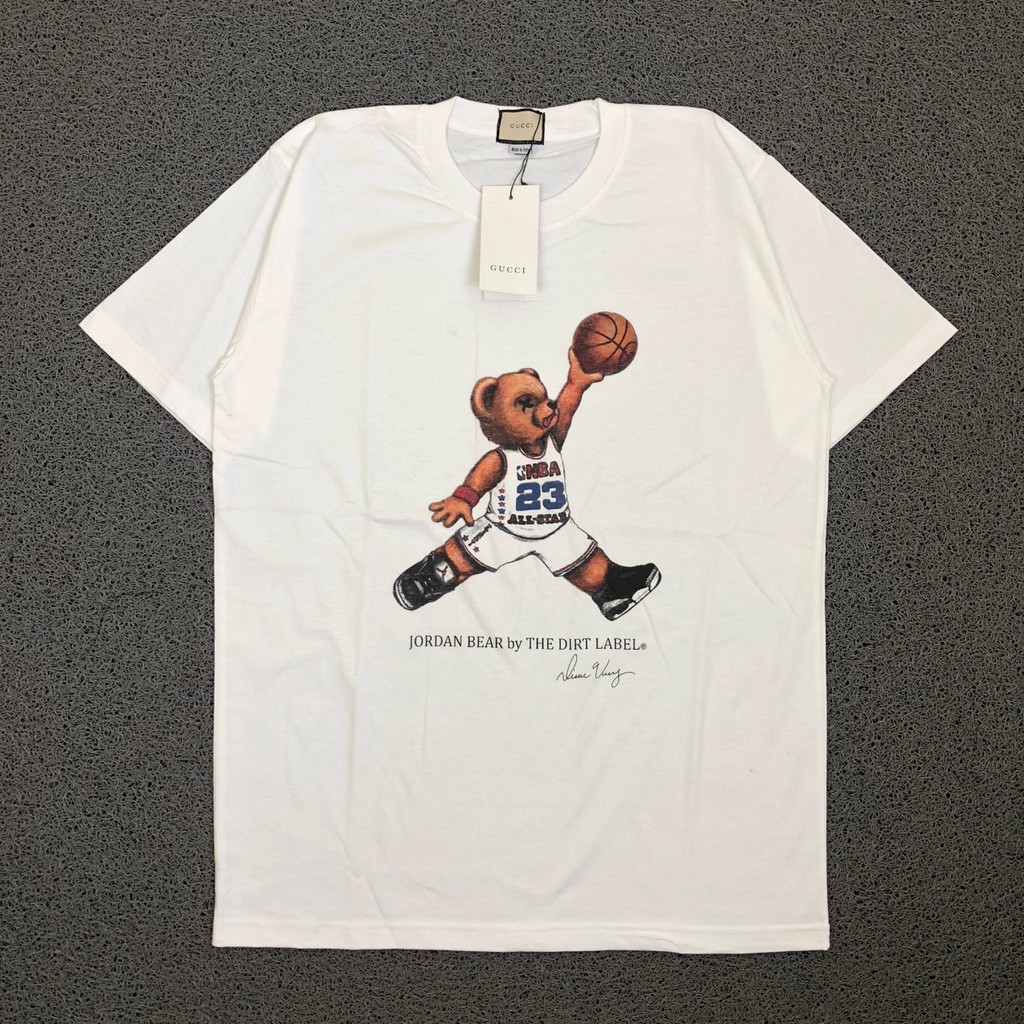 KAOS GUCCI X THE DIRT LABEL JORDAN JUMPMAN BEAR WHITE PARODY TEE PREMIUM HIGH QUALITY HYP