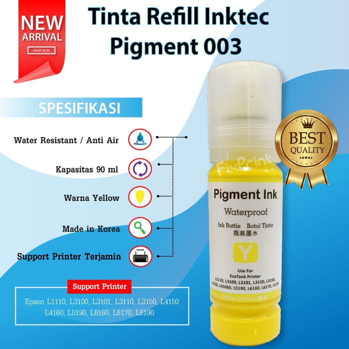 Tinta Pigment 100ml Epson 001 Pigmen Printer L1110 L3110 L3150 L5190 FPJNew697