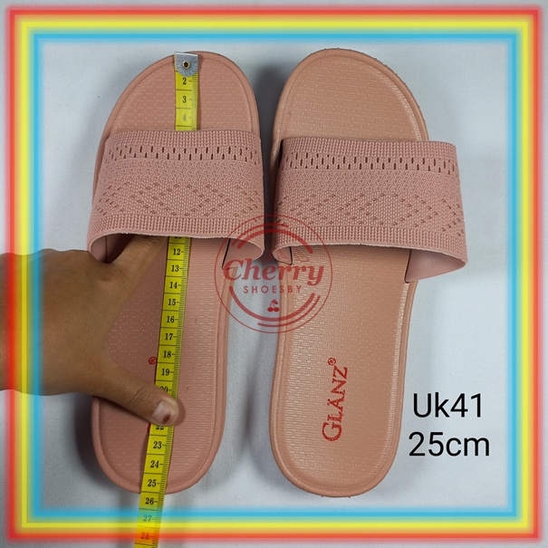 L1369 Sandal Selop Karet Wanita Glanzton Sendal Slop Cewek Turki Tali Jelly Motif Rajut Import