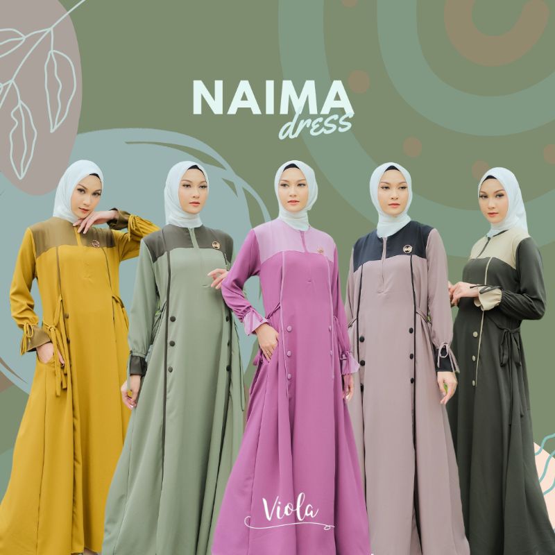 GAMIS NAIMA DRESS ORI VIOLA HIJAB TERBARU DRESS WANITA CANTIK KEKINIAN