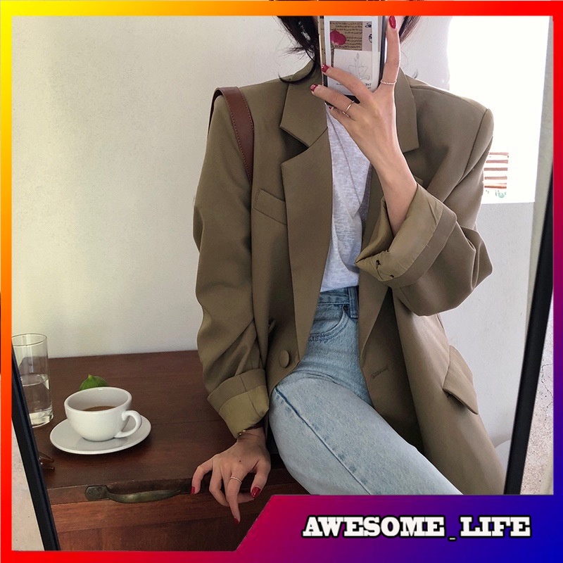 Blazer Pendek Wanita Korea Halo Nini Suit Jacket Women's Spring and Autumn  Loose Slimming High-End 