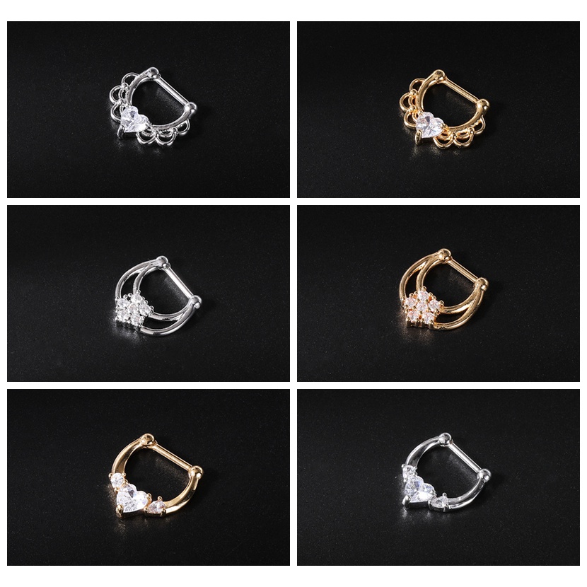 1 PC Anting Tindik Hidung 0.8 / 1.2mm Bentuk Bunga Kristal Bahan Tembaga