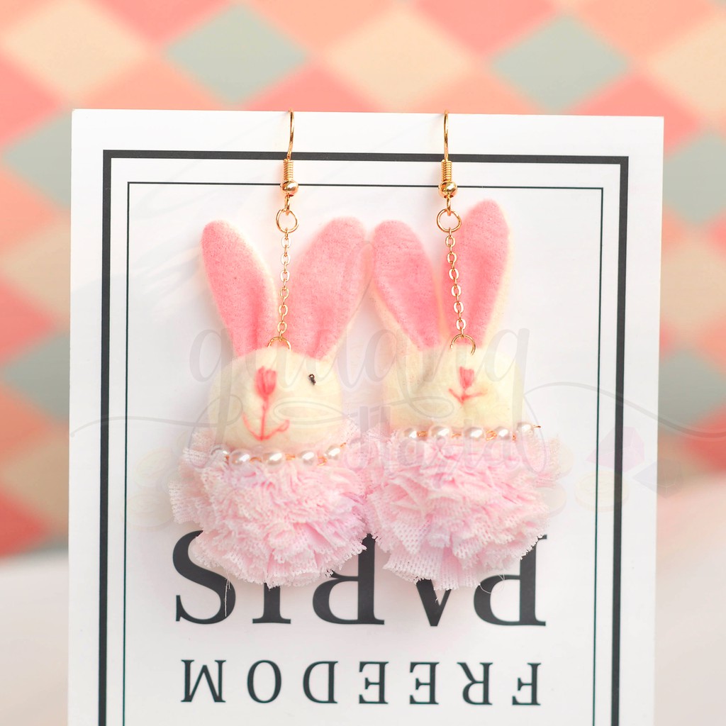 Anting Kelinci Pompom 3D Rabbit Lucu Unik Panjang GH 203616