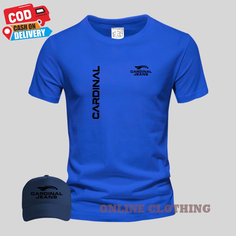 BELI BAJU GRATIS TOPI...!!! Kaos Distro Lengan pendek / Tshirt Distro Logo Cardinal Jeans Text Hitam / Kaos Pria Dan Wanita Premium Quality-BIRU
