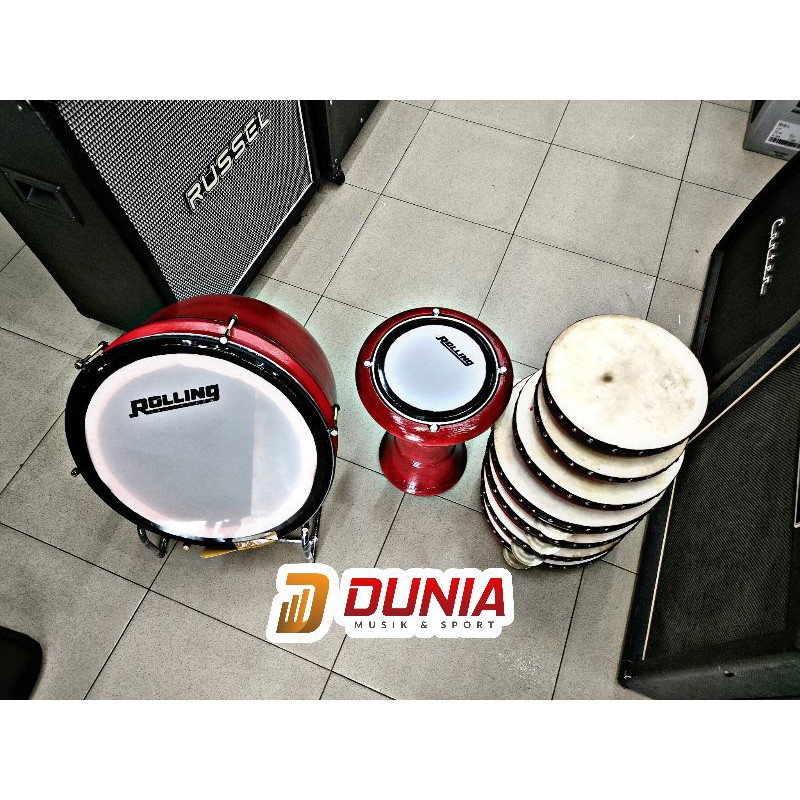 REBANA HADROH POLOS LENGKAP WARNA MERAH / REBANA HADROH MURAH