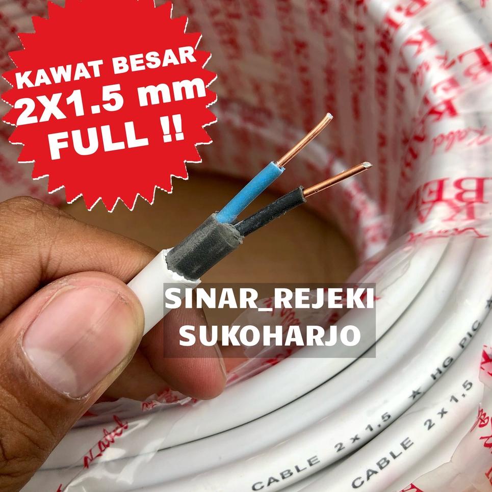 Diskon.. Kabel NYM 2X1.5 Kabel Listrik 1 ROLL 40 YARD Kawat Lapis Tembaga 2X1,5 2 X 1.5 1,5 MM 77
