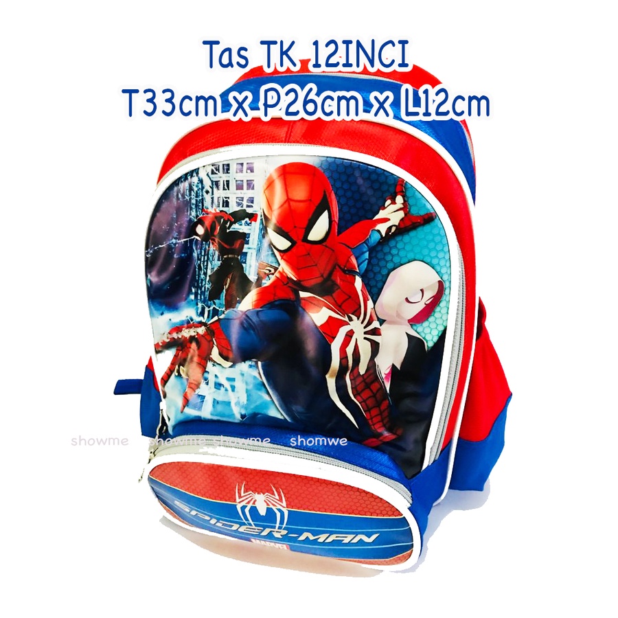 Showme Tas Ransel Anak Sekolah TK 12,5inci Karakter Spiderman