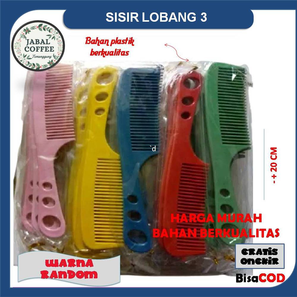 Sisir Rambut Polos / Sisir Plastik Besar Tiga Lubang / Sisir Besar / Sisir Warna J40