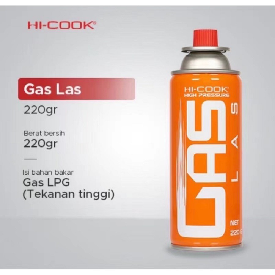 Gas Kaleng Las Hi Cook 220g 220gram Gas Las Orange High Presure Tekanan Tinggi