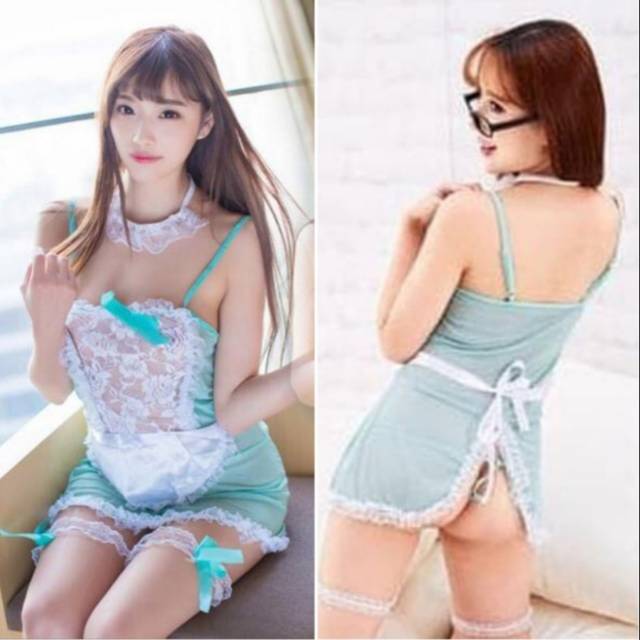 Sexy Lingerie Costume Maid Murah Baju Tidur Pelayan Seksi TA0064 Hijau