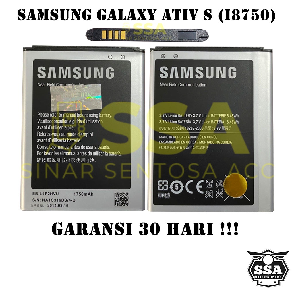 Baterai Original OEM Samsung Galaxy ATIV S I8750 EB-BL1F2VU BL1F2VU HP Ori Battery Batrai Batre Batu Batere GARANSI AWET MURAH